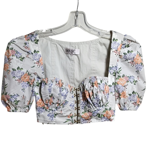 House of CB Tops Floral Print Puff Sleeve Top - Picture 7 of 16
